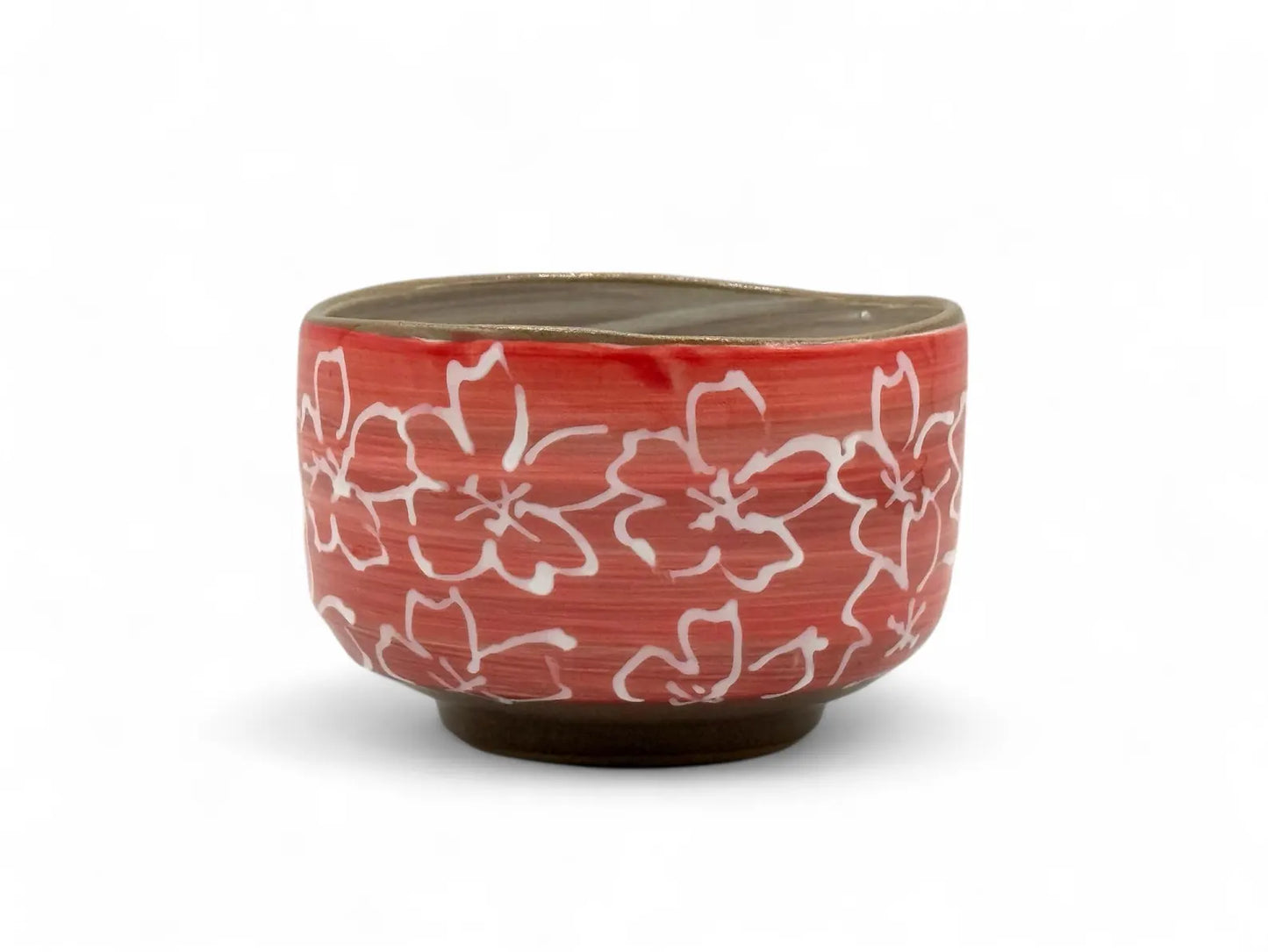 Japanese Maizakura Red Mino-yaki Handcrafted Matcha Chawan Bowl