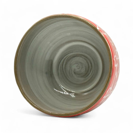 Japanese Maizakura Red Mino-yaki Handcrafted Matcha Chawan Bowl
