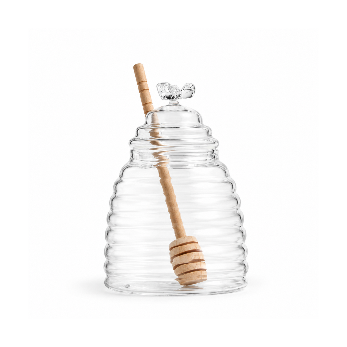 Mielera de Vidrio con Cuchara de Madera – Diseño Exclusivo para Servir Miel